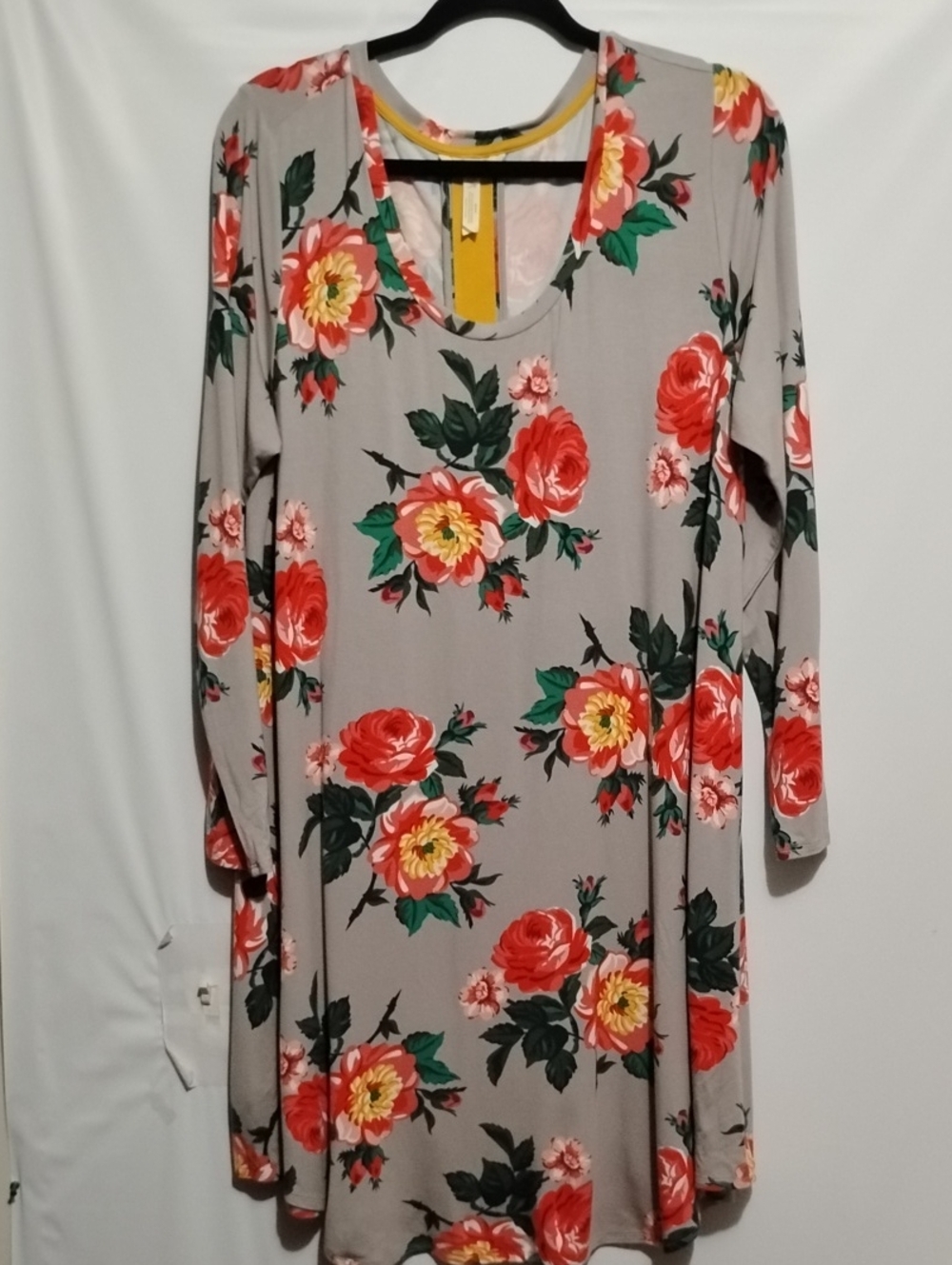 Matilda Jane "I'M A‎ Dreamer" Gray Muticolor Long Sleeve Floral Swing Dress